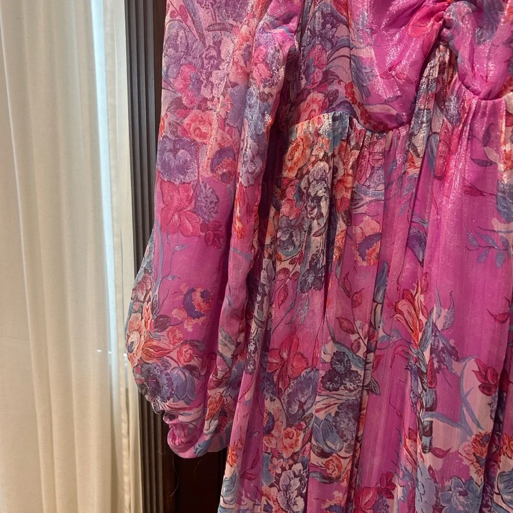 Shop Henly dress flowy smocked L shimmery purple semi-formal - Picture 4 of 8